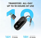 Dual Link Bluetooth 5.4 Transmitter Receiver for Airplane Travel 2-in-1 Bluetooth Adapter Airplane Travel Essentials Wireless Receiver, 3.5MM AUX Jack Adapter on Flight/TV/Car Stereo/Gym