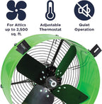 Maxx Air Professional Grade Gable Mount | Power Attic Ventilator, 2.6-Amp 60-Hz Motor and 14-Inch Blade | Quiet Home Attic Fan 1650 CFM | 2500 SQ. FT. (Green)