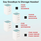 3-in-1 Office Copy/Scanned/Paid Stamps for Business, Pre Inked & Self Inking Rubber Company Stamp in Hand with Red Ink for Efficient Document Bookkeeping, Ordering, Accounting, Work Management