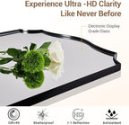 ANDY STAR Matte Black Mirror, 24x36 Inch Scalloped Bathroom Mirror, Unique Wavy Rectangle Mirror in Stainless Steel Metal 1” Frame, Wall Mount Vertical or Horizontal
