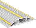10Ft Cord Covers for Wires on Floor, 3-Channel Floor Cord Cover with Anti-Slip Base & Yellow Warning Strips, Extension Cord Covers for Floor, Ideal for Home, Office, Outdoor Use