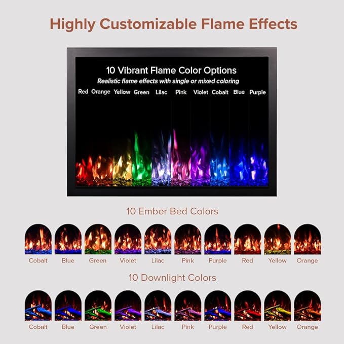 Modern Ember Highmark Traditional 44 Inch Built-in Smart Electric Fireplace Insert | Alexa/WiFi Enabled - Remote Included | Electric Firebox Heater with Multi-Color Flames | 1500W