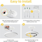 RLEDPZTX Led Flush Mount Ceiling Light,16 Inch 32w 3480lm,3000k/4000k/6000k 3CCT Selectable, Round Modern Flat Panel Super Slim Led Ceiling Light,for Living Dining Kitchen Bedroom Room (1Pack-White)