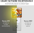 PODMemory Horse Stained Glass Night Lights Plug into Wall for Room, Horse Night Light LED for Bedroom