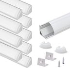 VST 10pack 3.3ft LED Channel, V Shape Led Diffuser Channel, LED Aluminum Channel System with Milky Cover, End Caps and Mounting Clips, Aluminum Profile for LED Strip Light Very Easy Installation
