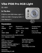 SMALLRIG Vibe P108 Pro RGB Video Light, Portable Led Camera Light for Photography, Cold Shoe Light, CRI95+, 2500-6500K, 12 Effects, Fill Light Accessories for Content Creator, Streaming