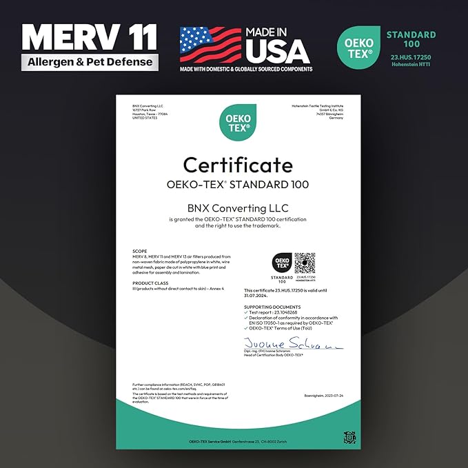 BNX TruFilter 14x18x1 Air Filter MERV 11 (6-Pack) - MADE IN USA - Allergen Defense Electrostatic Pleated Air Conditioner HVAC AC Furnace Filters for Allergies, Dust, Pet, Smoke, Allergy MPR 1200 FPR 7