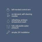 Brondell Bidet Left Hand Bidet Attachment SouthSpa Dual Nozzle - control panel on left side - Dual Positionable Nozzles for front and rear wash, LH-12