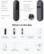 REOLINK 2K Battery Video Doorbell Camera, 150°x150° Head-to-Toe View, 2.4/5 GHz WiFi, Two-Way Talk, No Monthly Fee, Person/Vehicle/Package Detection(Chime not Included)