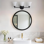 LOUSACE 3 Light Bathroom Vanity Light Matte Black Bathroom Lighting Fixtures Over Mirror with Opal White Frosted Glass, Vintage Traditional Wall Lighting Fixture Vanity Sconces Light for Bedroom