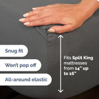 Split Head King Sheet Set – 4 Piece Flex Split Top King Sheets for Adjustable Beds - Fits 14” to 16" Mattress w/ Deep Pockets - Soft, Breathable & Cooling - Luxury Bedding and Wrinkle Free - Charcoal