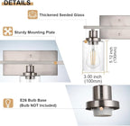 WINSHEN 40-Inches Length Bathroom Vanity Lighting Fixtures Over Mirror in Brushed Nickel, 5-Lights Industrial Sconce Wall Lamp with Seeded Glass Shades