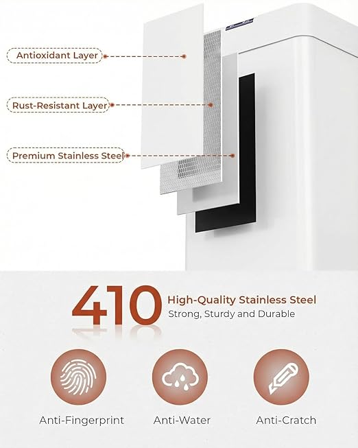 TLSUNNY 13.2 Gallon Motion Sensor Trash Can,Touchless Automatic Garbage Can,Brushed Stainless Steel Smart Bin,with Bag Holder,Soft Close Lid,for Kitchen,Office,RV,Bedroom,Living Room (White, 50L)