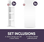 White Polystyrene Tub Wall Surround 32"x 60"x 58" - Waterproof, Easy-to-Install, Two Shelf Units Kit Included - Bathtub Wall Surround Panels - Plain Pattern, Basic Shelves - Noah William Home