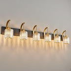 FDPBY 6-Light Crystal Vanity Light, Black Gold Modern Wall Sconce with K9 Crystal Shades, 51.18" Long Over Mirror Lighting for Bathroom, Makeup, Hallway, Elegant & Easy Install
