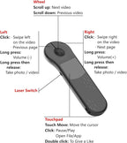 GUVOHUT Air Mouse for PC/iOS/Android with Touchpad Bluetooth 2.4G Remote Control for PowerPoint/Keynote/Tiktok/Camera/Kindle App Rechargeable Wireless Presentation for PPT Pointer (Black)