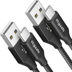 etguuds USB A to USB C Cable 6ft, 2-Pack, 3A Fast Charging Type C Charger Cord for iPhone 17 16 15 Pro Max 16e 17 Air, Samsung Galaxy S25 S24 S23 S22 S21 S20 A17 A16 A56 A55 Flip Fold, Black