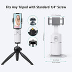 camrola Auto Face Tracking Phone Holder, No App Required, 360° Rotation Face Body Phone Tracking Tripod Smart Shooting Camera Mount for Live Vlog Streaming Video, Rechargeable Battery-White