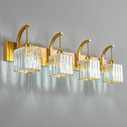 FDPBY Crystal Vanity Lights 4-Light Gold Bathroom Vanity Lights Modern Crystal Bathroom Light Fixtures Over Mirror 32.67" Long Vanity Light for Bathroom