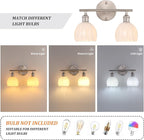 Shenmoyl Bathroom Light Fixtures, 2-Light Vanity Wall Light Over Mirror with White Tulip Glass Shade for Bedroom Living Room (Bulb Not Included), Satin Nickel