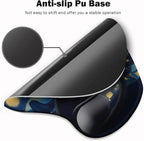 Ergonomic Mouse Pad with Wrist Support,Mouse Pad with Wrist Rest and Coaster Set,Office Supplies Non-Slip Mouse Pads for Desk, Non-Slip Comfortable,Cute Black Cat