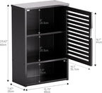 HITNET Bathroom Storage Cabinet Wall Mounted, Hanging Medicine Cabinet with Adjustable Shelf, Over The Toilet Space Saver Organizer, Black Bamboo Kitchen Cupboard, Single Door