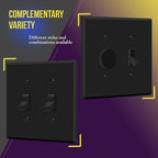 ENERLITES Mid-Size Toggle Light Switch Wall Plate, Midway Size 2-Gang 4.88" x 4.92", Unbreakable Polycarbonate Thermoplastic, UL Listed, 8812M-BK-5PCS, Black (5 Pack)
