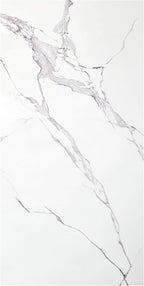Dundee Deco Faux Marble Wall Panels - 2 ft X 4 ft - Glossy, Waterproof Indoor Wall Cladding - White, Grey Veins - Set of 4 - Covers 31 sq ft