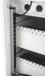 Thetilsy 35 Device Mobile Charging Station for Laptops/Tablets/iPads/Chromebooks,35 Bay Lockable Charging Cabinet with Power Strip for Classroom,School Charging Carts with Casters(White)
