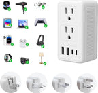 Mapambo 2000W 220V to 110V Voltage Converter US to Europe, Power Converter European Travel Converter for Hair Dryer, Power Converter Adapter Combo with 2 Type C 2 USB A (White)