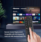 Replacement Remote Control for All Hisense 4K LED HD UHD Smart TVs (EN2A27), Fit for Hisense Android Smart TV EN2A27 EN2A127H EN2A27HT EN2AN27H EN2AS27H EN2B27 EN2C27