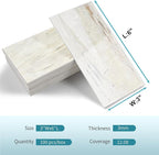 Vamos Tile 4-Piece Glossy Wooden Marble Grain Peel and Stick Backsplash Tile,3''x6'' PVC Subway Tile with White Grout, Stick on Backsplash for Kitchen/Bathroom/Fireplace