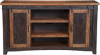 Martin Svensson Home Santa Fe Solid Wood TV Stand, 65", Antique Black and Aged Distressed Pine
