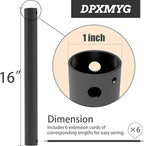 DPXMYG 16 inch Ceiling Fan Downrod with Extension Cord, Black Downrod for Ceiling Fan, 1 inch Outside Diameter, Ceiling Fan Boom Suitable for a Wide Range of Fans (Black, Not Threaded)
