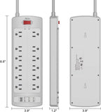 Power Strip, ALESTOR Surge Protector with 12 Outlets and 4 USB Ports, 6 Feet Extension Cord (1875W/15A), 2700 Joules, ETL Listed, Grey