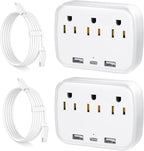 Penemay Multi Plug Wall Outlet Splitter With USB, Multiple Outlet Extender Surge Protector With 3 USB Ports(1 USB C PD20W), Electrical Outlet Adapter Extension for Travel Home Office Dorm 2 Pack White