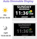 LXBYJKJ 11 Inch Digital Clock with Day and Date for Elderly Alzheimer's Clock Customizable Alarms 3 Display Modes Large Font Alarm Clock for Seniors Auto DST