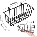 Gddochn 3 Pack Grid Panel Hanging Wire Basket, Storage and Display Basket for Wall, Kitchen, Home Decor Supplies, Potted Plants, Black
