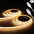 UVTaoYuan Led Strip Lights 5V USB 320 LEDs 2Pack Short COB LED Strip Light 3000K Warm White Not Dimmable Flexible Small led for Home DIY Lighting Room Decor TV Lights Indoor Use (3.28FT/1M*2)