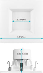 LUXRITE 4 Inch Square Recessed LED Can Lights, CCT Color Temperature Selectable 2700K | 3000K | 3500K | 4000K | 5000K, Dimmable Recessed Lights, 750 Lumens, CRI 90, Energy Star, Wet Rated (4 Pack)