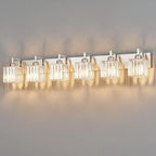 FDPBY Modern Bathroom Vanity Light 6-Lights Brushed Nickel Vanity Light Crystal Wall Light Bathroom Light Fixtures