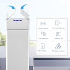 TLSUNNY 21.1 Gallon Automatic Trash Can, Stainless Steel Motion Sensor Garbage bin, Smart Trash Can W/Butterfly Lid, Bag Retainer Ring and Display Light for Living Room,Kitchen,Office (White, 80L)