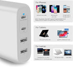 Amazon Basics 100W Four-Port GaN Wall Charger w/ 2 USB-C (100W,18W) & 2 USB-A Ports (12W) w/PD for Laptops, Tablets & Phones (iPhone 16/15/14/13/12/11/X, iPad, Mac, Samsung, and More), Non-PPS, White