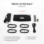TESmart USB-C KVM Switch 2 Monitors 2 Laptops 4K@60Hz, USB 3.0 KVM Switch Dual Monitor MST, EDID Emulation, 60W PD, 1G Ethernet, 2K@144Hz, 1080P@240Hz, Hotkey Switch, with All Input Cables