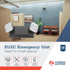 Lithonia Lighting Basics LED Emergency Light, Emergency Lighting with Dual Adjustable LED Lamp Heads, Wall Mount, Damp Location Rated, 90-Minute Backup, MVOLT, Black (EU2C B MVOLT M6)