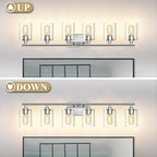 XPEHK 6-Light Bathroom Lighting Fixtures Over Mirror,Brushed Nickel Light Fixture Bathroom,Vanity Light with Clear Glass Shade,Modern Wall Lights for Mirror Bedroom Living Hallway