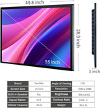 TouchWo 55" Interactive Touchscreen Monitor, Smart Board FHD 1080P Display with Wall Mount, Android 11 Smart Touch Screen Presentation Electronic Whiteboard for Office & Classroom, RAM 4G & ROM 32G