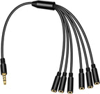 FdcZeyxior 3.5mm Headphone Splitter, 3.5mm Splitter Multi Headphone Splitters 1 to 6 Ways TRS 1 Male to 6 Female Audio Cable Adapter Cable for Earphone Headset Laptop Phone, 1.5FT