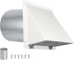 JYINCPED 10 Inch Hooded Wall Vent with Screen and Damper,Galvanized Steel Exterior Wall Exhaust Vent Cover Cap for Kitchen Range Hood Duct Ventilation Outside Air Exhaust Applications,White
