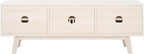 SAFAVIEH ESMA TV Stand for up to 65" Flatscreen – Bleached White, Sliding Doors with Interior Storage, Entertainment Media Console (MED9640C)